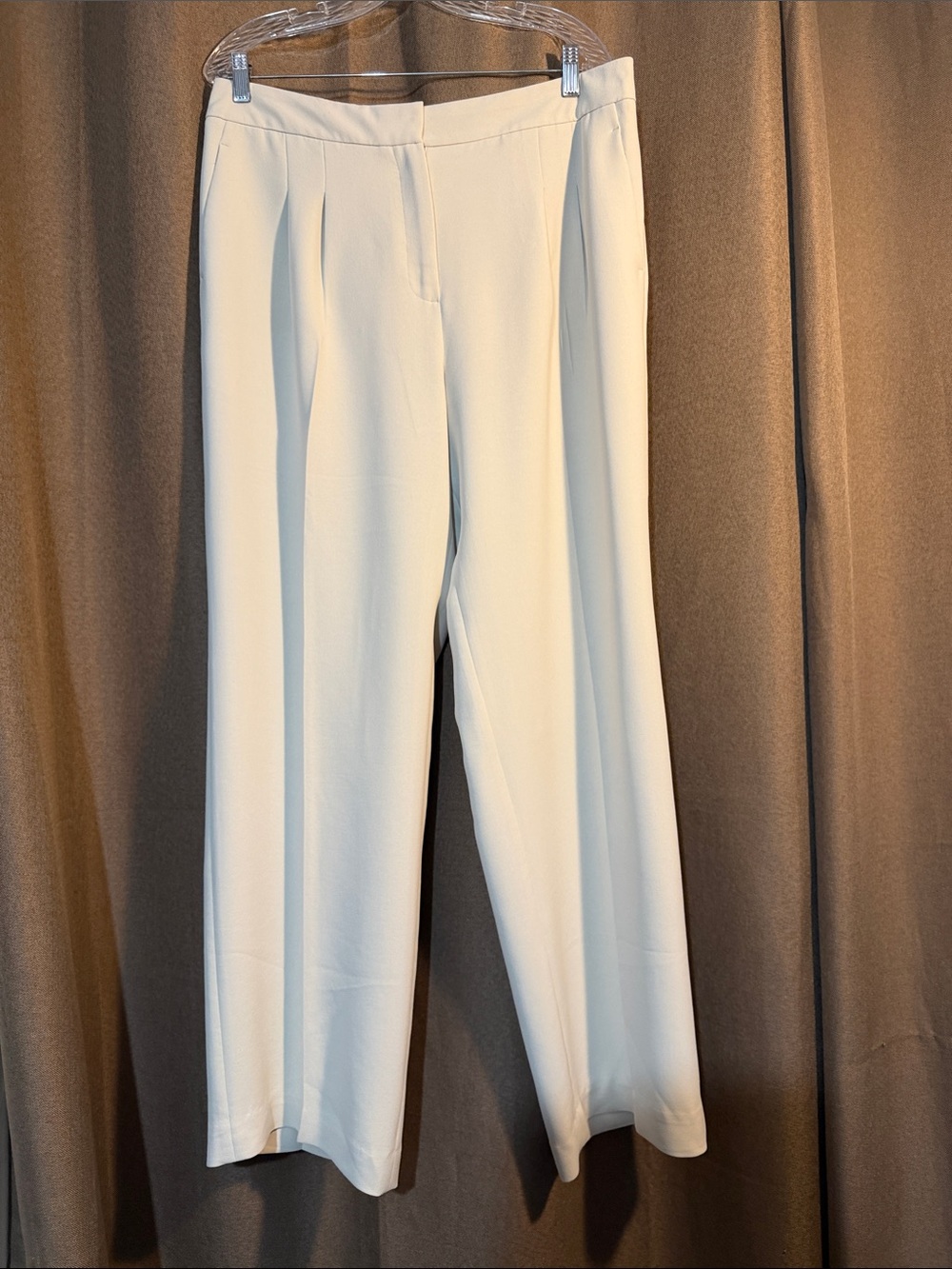 Black Label by Chicos Classic Cream Wide-Leg Women's Trousers SZ 12 B4
